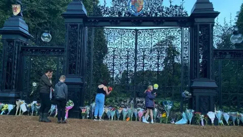 Floral tributes outside Sandringham