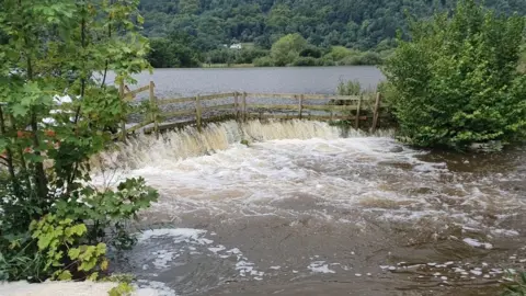 Network Rail Flooding on River Conwy during Storm Francis in August