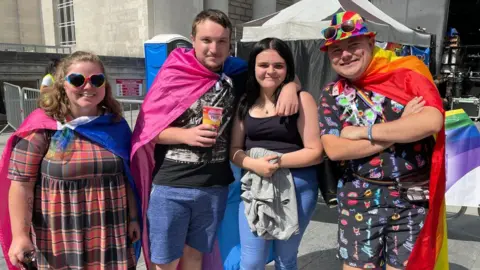 Katie Owen, Ollie Symms, Jess allen and Aaron Prole are all friends from Southampton