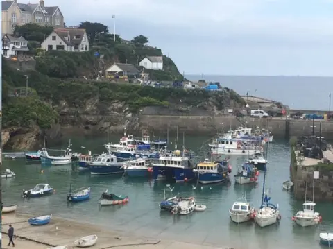 Newquay, with the Beresford Hotel top left