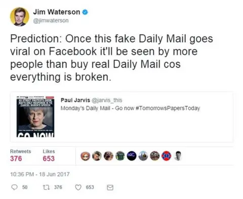 @jimwaterson Jim Waterson comments: once this goes viral on Facebook more people will see it than buy the real Daily Mail