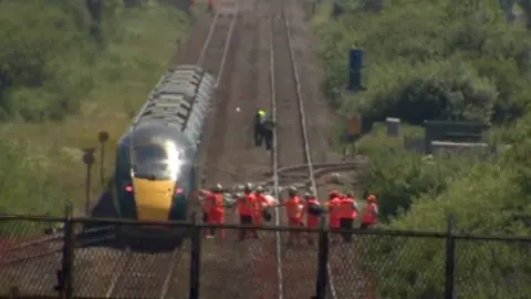 The train stopped on the tracks