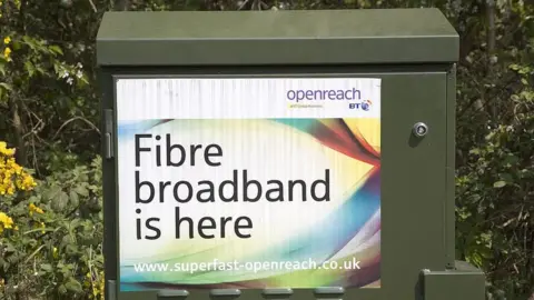 Getty Images An advert for Openreach pasted onto a junction box