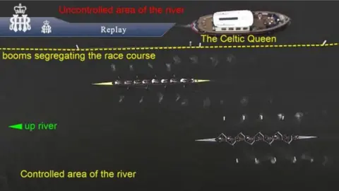 AAIB AAIB annotated drone image of boats on the River Thames during the Henley Regatta