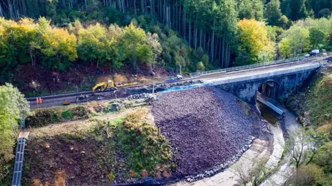 Network Rail Scotland Repairs at scene of August's derailment