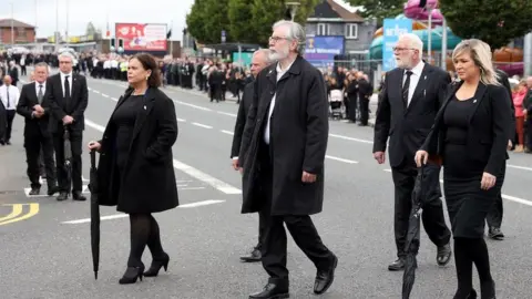 Sinn Féin's leader and deputy leader attended, along with former leader Gerry Adams (centre)