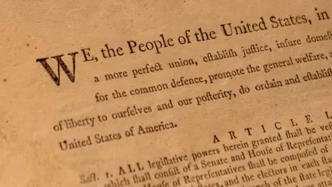 Getty Images A close-up of the 1787 document