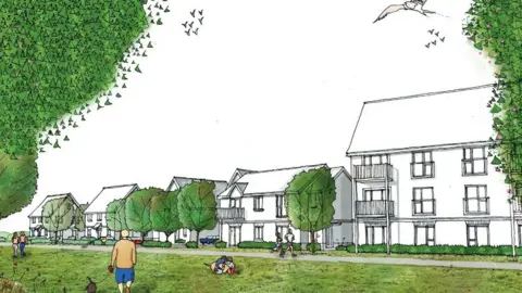 Danescroft Land Ltd. A drawing of the proposed development at Whitfield