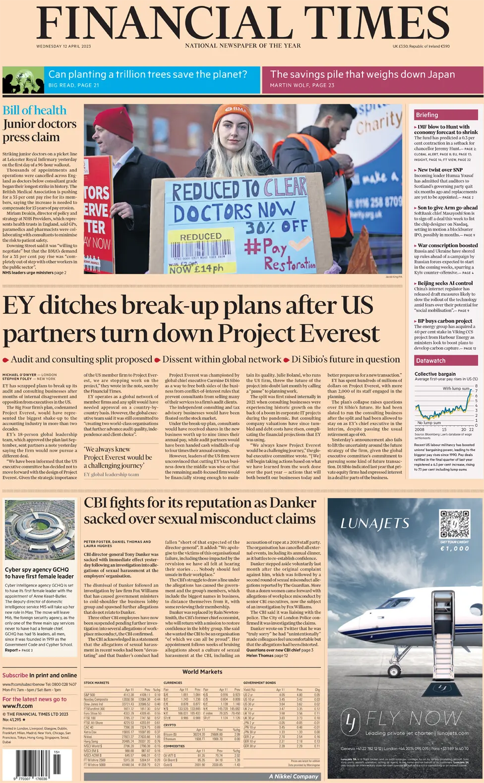 FT front, 12 April 2023