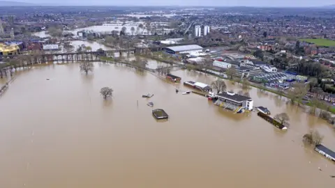 Getty Images Worcester during flooding on 19 February