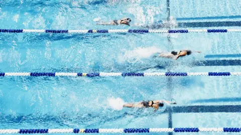 Getty Images Generic pic of young female swimmers competing, unidentified