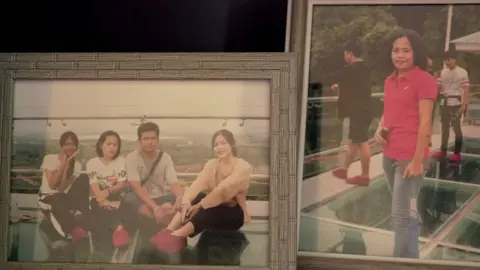 BBC/ Lulu Luo Mr Wichian, seen in these pictures with his wife and two children, says he would go back to Israel just for the chance to earn, and save, a little more