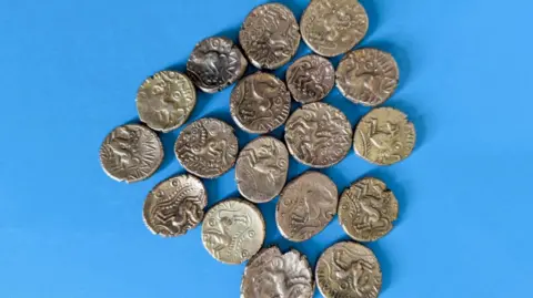 Tom Licence A collection of the coins against a blue background.
