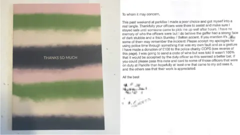 GMP Thank you letter from Parklife festivalgoer