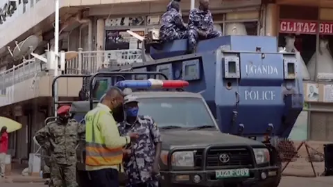 Street scene after explosion in Kampala