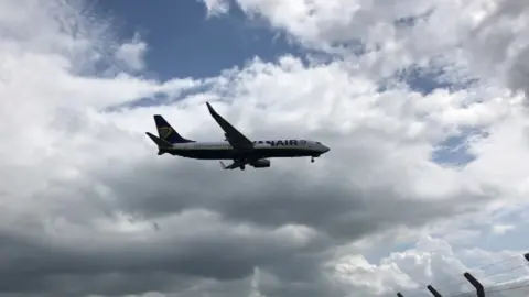 BBC Plane landing at East Midlands Airport