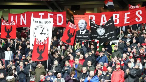 Allsport/Getty Images Fans remember Munich air disaster