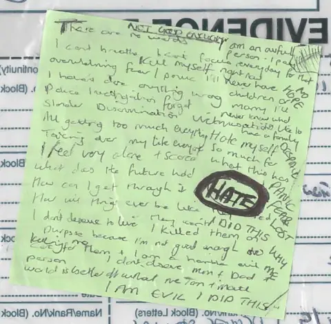 CPS Note shown during the trial of Lucy Letby