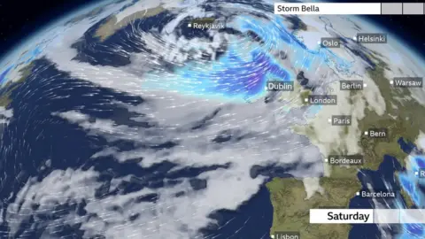 Storm Bella weather graphic