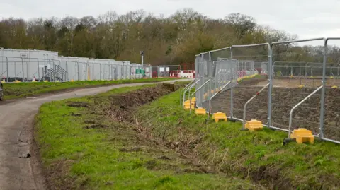 Martin Giles/BBC Land at Middleton compulsorily purchased to build a new link road to Sizewell C from the A12