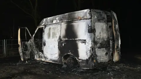 Leicestershire Police Burnt out van