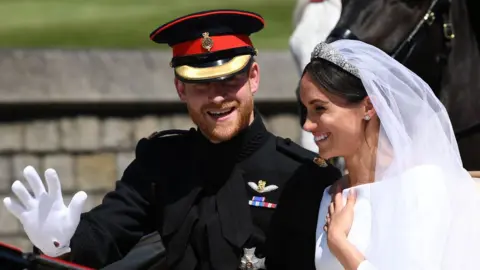 Getty Images Harry and Meghan on their wedding day