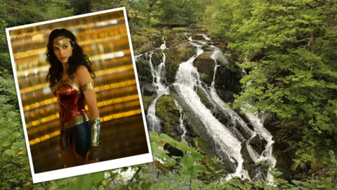 Warner Brothers/Richard Croft/Geograph Film grab of Wonder Woman and Swallow Falls