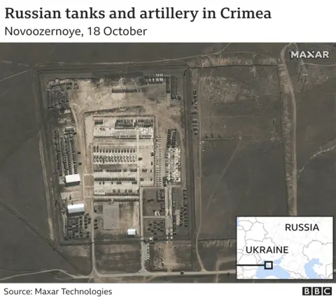 Russian artillery stationed in Crimea in October 2021