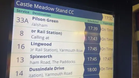 Andrew Turner/BBC Bus information screen in Norwich.