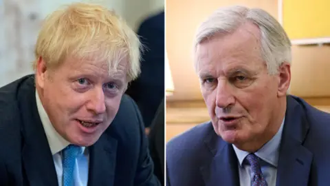 Getty Images / Reuters Boris Johnson, left, and Michel Barnier, right, are shown in this composite image
