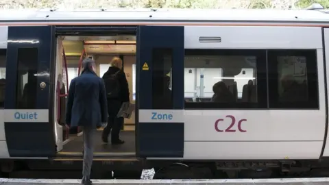 Getty Images The train company c2C said that their staff had been dealing with an incident when the train arrived at Benfleet