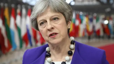 AFP Theresa May being interviewed at EU headquarters in Brussels