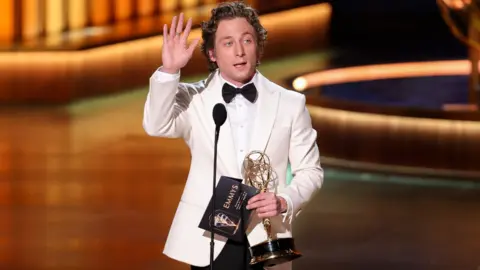 Getty Images Jeremy Allen White at the 75th Primetime Emmy Awards held at the Peacock Theater on January 15, 2024 in Los Angeles, California