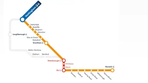 East Midlands Train map