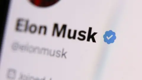 Getty Images Elon Musk's X account, and its blue tick