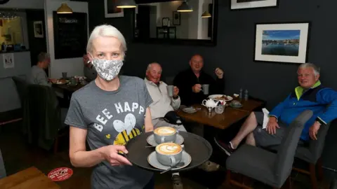 PAcemaker Staff and customers in Belvedere Cafe, Cregagh Road