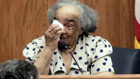 Pool/ Getty images Fannie Lee Chaney wipes her eyes while testifying at trial in 2005