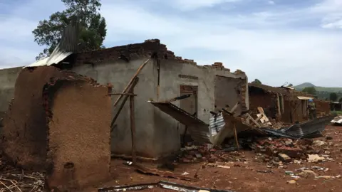 Destroyed homes in DR Congo