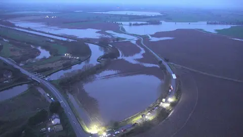 Humberside Fire and Rescue Service Aerial view of the flooding