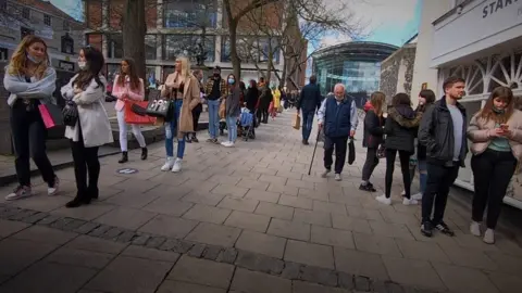 Shoppers in Norwich city centre