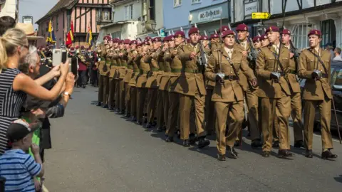 British Army Parade through Woodbridge by the 23 Parachute Engineers regiment.