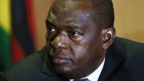 Getty Images Zimbabwe's Minister of Foreign Affairs and International Trade Sibusiso Moyo looks on during a press conference following a meeting with Russia's Minister of Foreign Affairs Sergei Lavrov