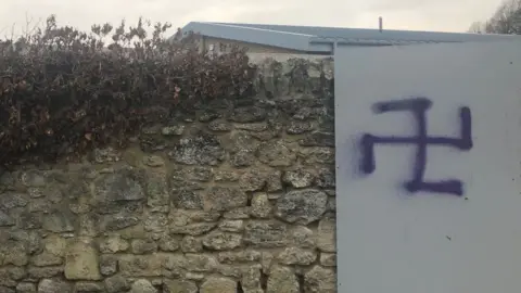 Shaista Aziz The graffiti appeared on a wall near Headington Quarry Pavilion community centre