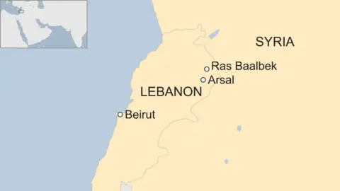 A map of Lebanon and Syria