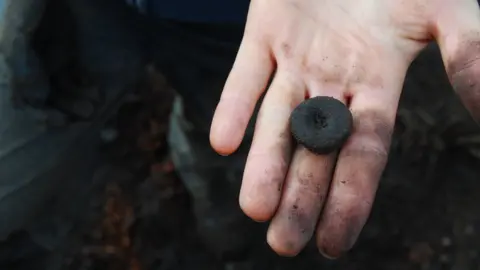 AOC Archaeology Stone bead or spindle whorl from the excavation