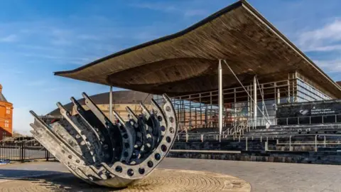 Getty Images An exterior image of the Senedd building in Cardiff Bay on a sunny day.