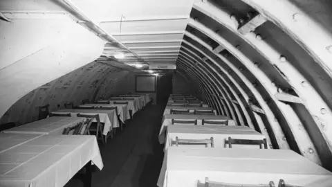 Getty Images The canteen at Clapham Deep Shelter to be used to accommodate visitors to the Festival of Britain.