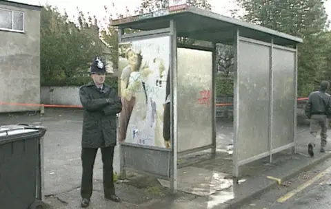 BBC Bus stop where woman was abducted from, shown in October 1992