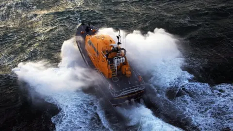 RNLI Tamar class RNLI lifeboat launching