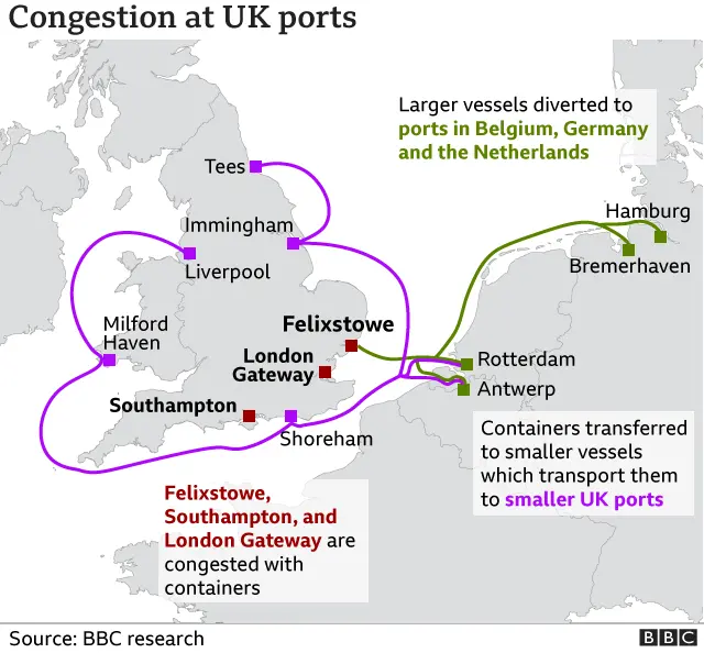 Map of the situation in the English Channel and routes for vessels